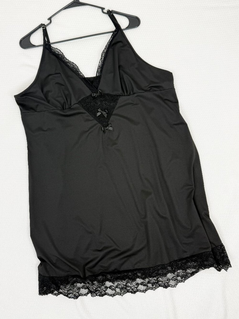 Black Lace Silky Babydoll Lingerie Nightie Plus 5XL Stretchy Adjustable Straps